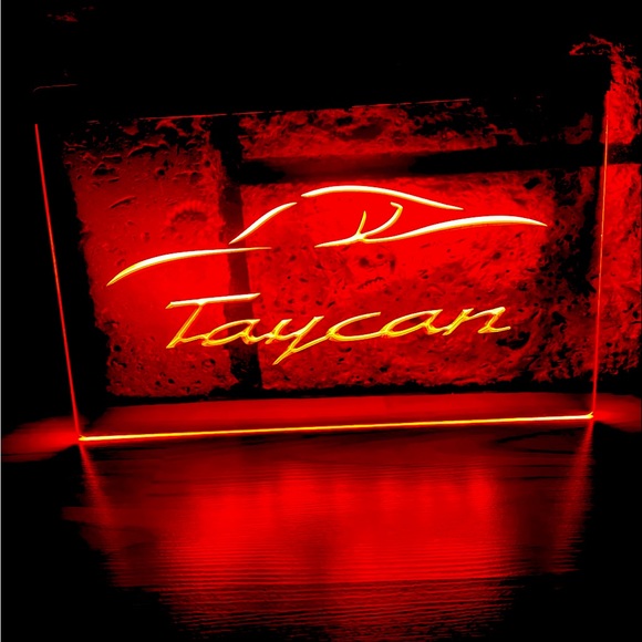 PORSCHE TAYCAN LED NEON RED LIGHT SIGN 8x12 - Picture 1 of 3
